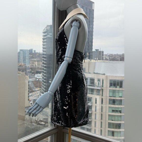 🆕 BRONX & BANCO 🧿 NWOT Wednesday Black Sequin Halterneck Mini Dress Sz XS US 2 - Picture 8 of 14